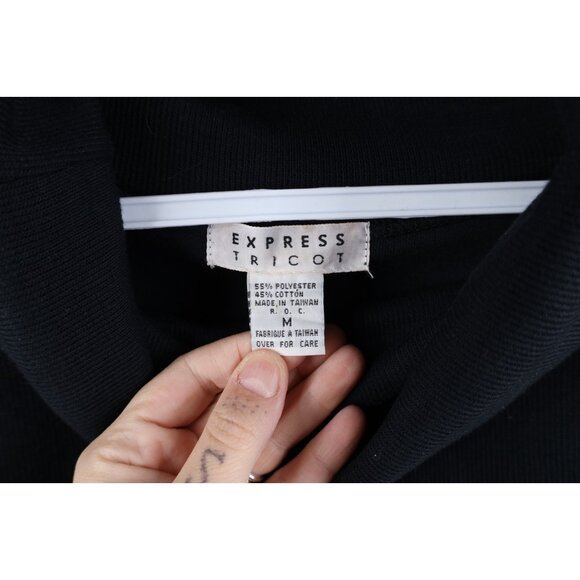 Vtg 90s Express Womens Medium Blank Baggy Thermal Ribbed Knit Turtleneck T-Shirt - Picture 6 of 11